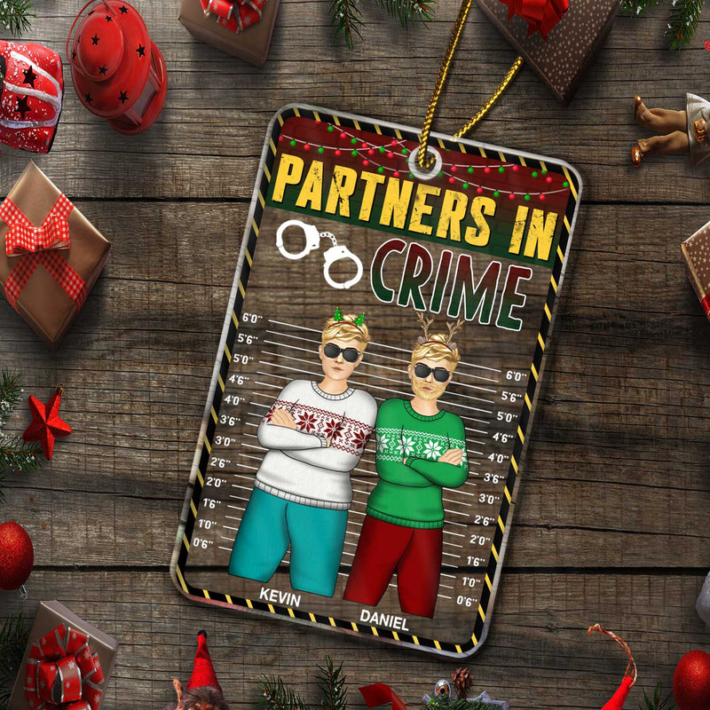 Partners In Crime BFF Best Friends - Christmas Gift For Besties, Siblings, Sisters, Brothers - Personalized Custom Shaped Acrylic Ornament