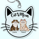 Cat Mom Cartoon - Gift For Cat Lovers - Personalized Acrylic Keychain