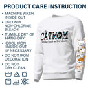 This Cat Mom Wears Her Heart - Gift For Cat Lovers - Personalized Sweatshirt With Sleeve Imprint
