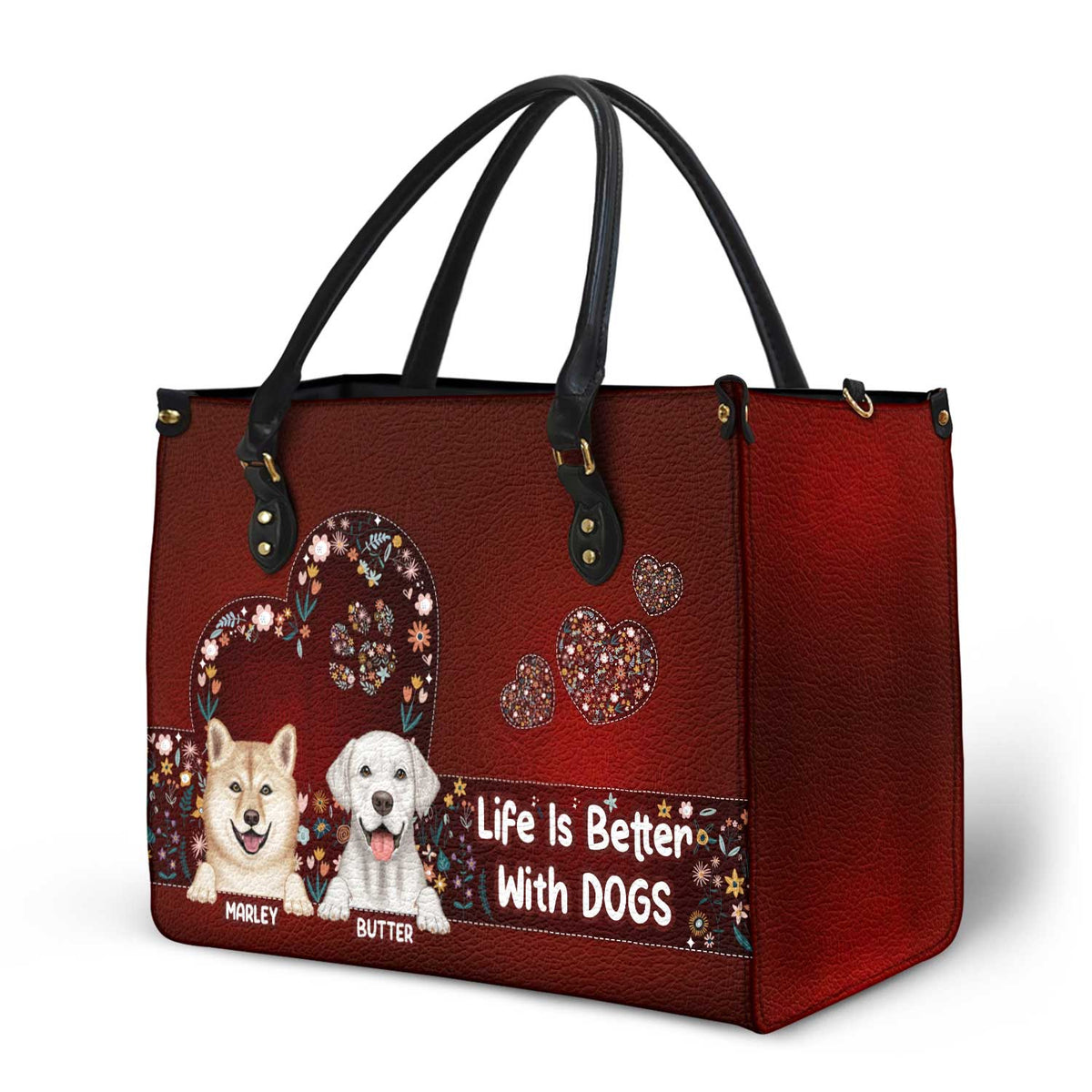 Life Is Better With Dogs - Birthday, Loving Gift For Dog Mom, Dog Lovers - Personalized Leather Bag