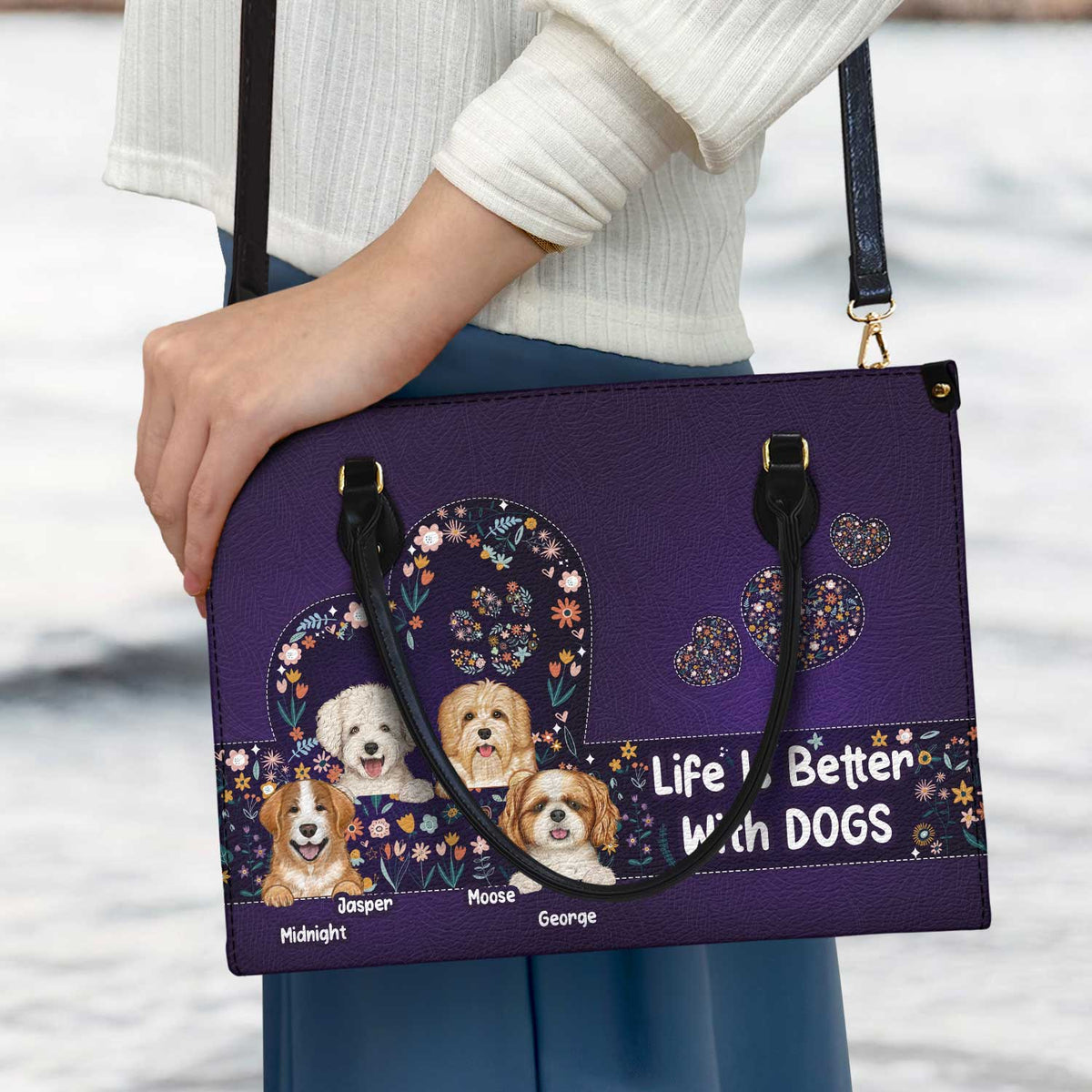 Life Is Better With Dogs - Birthday, Loving Gift For Dog Mom, Dog Lovers - Personalized Leather Bag