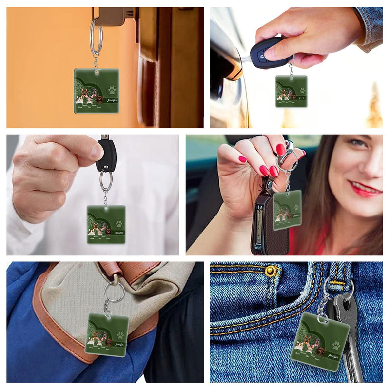 Cute Dogs And Cats Aesthetic Pattern - Birthday, Loving Gift For Pet Lovers, Dog Mom, Cat Mom - Personalized Acrylic Keychain