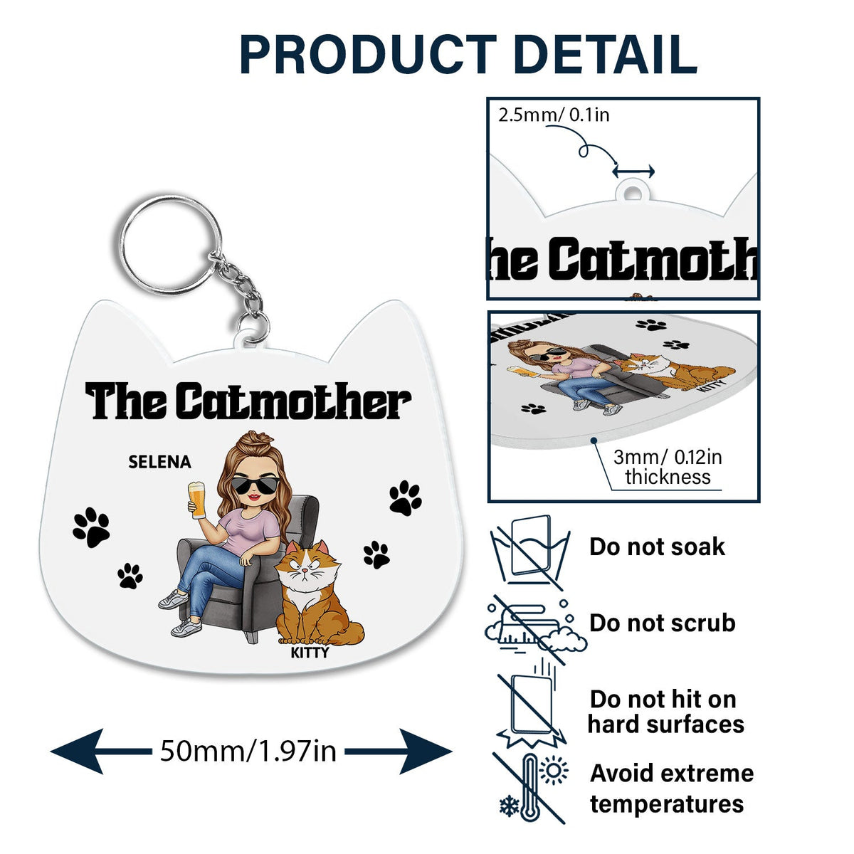 The Cat Mother - Gift For Cat Moms, Cat Lovers, Women - Personalized Acrylic Keychain