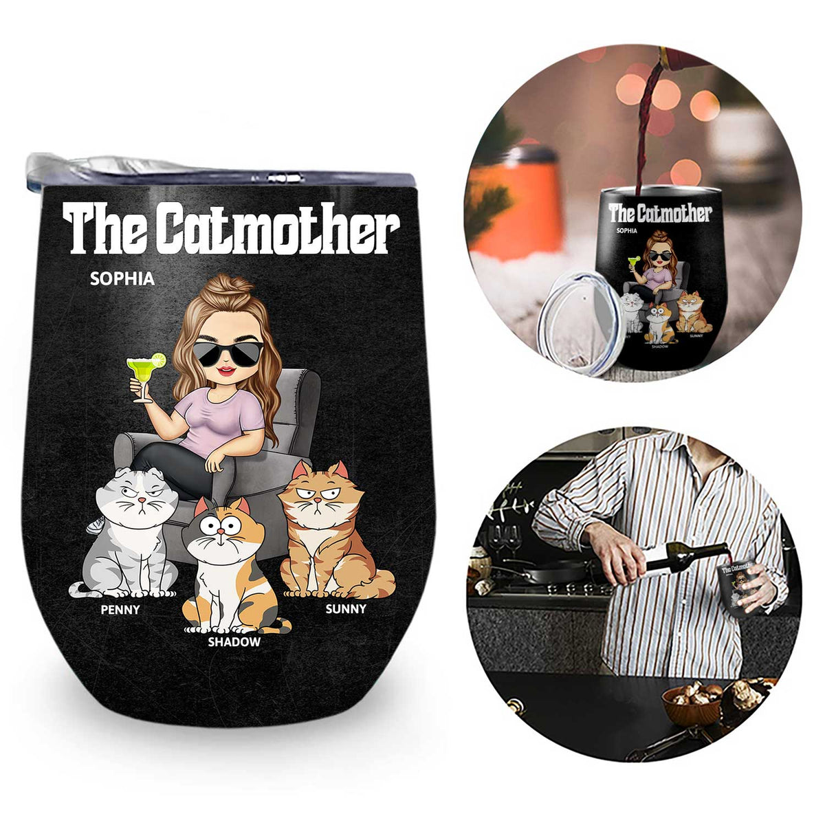 The Cat Mother - Birthday, Loving Gift For Cat Moms, Cat Lovers - Personalized Wine Tumbler