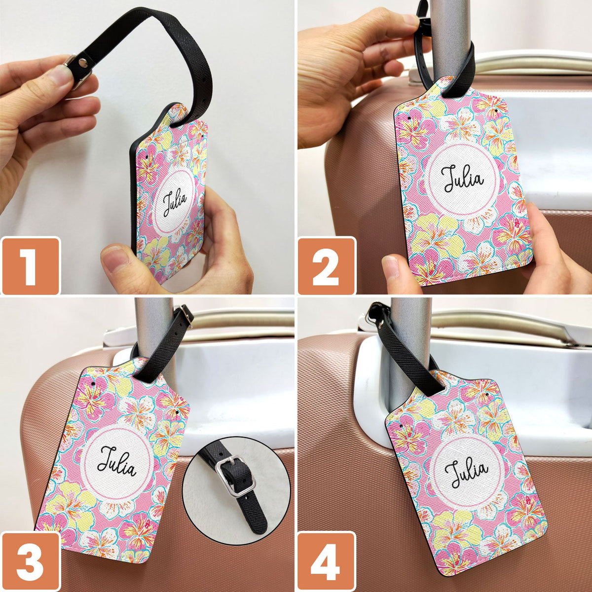 Tropical Name Tag - Gift For Traveling Lovers, Travelers - Personalized Luggage Tag