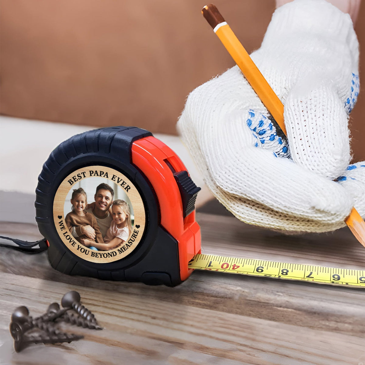 Custom Photo Best Dad Grandpa Ever - Personalized Tape Measure