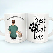 Best Cat Dad Time Spent With Cats Is Never Wasted - Personalized White Edge-to-Edge Mug
