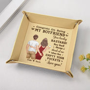 Congrats Husband Think Of Me When You Empty Your Pockets - Personalized Leather Valet Tray