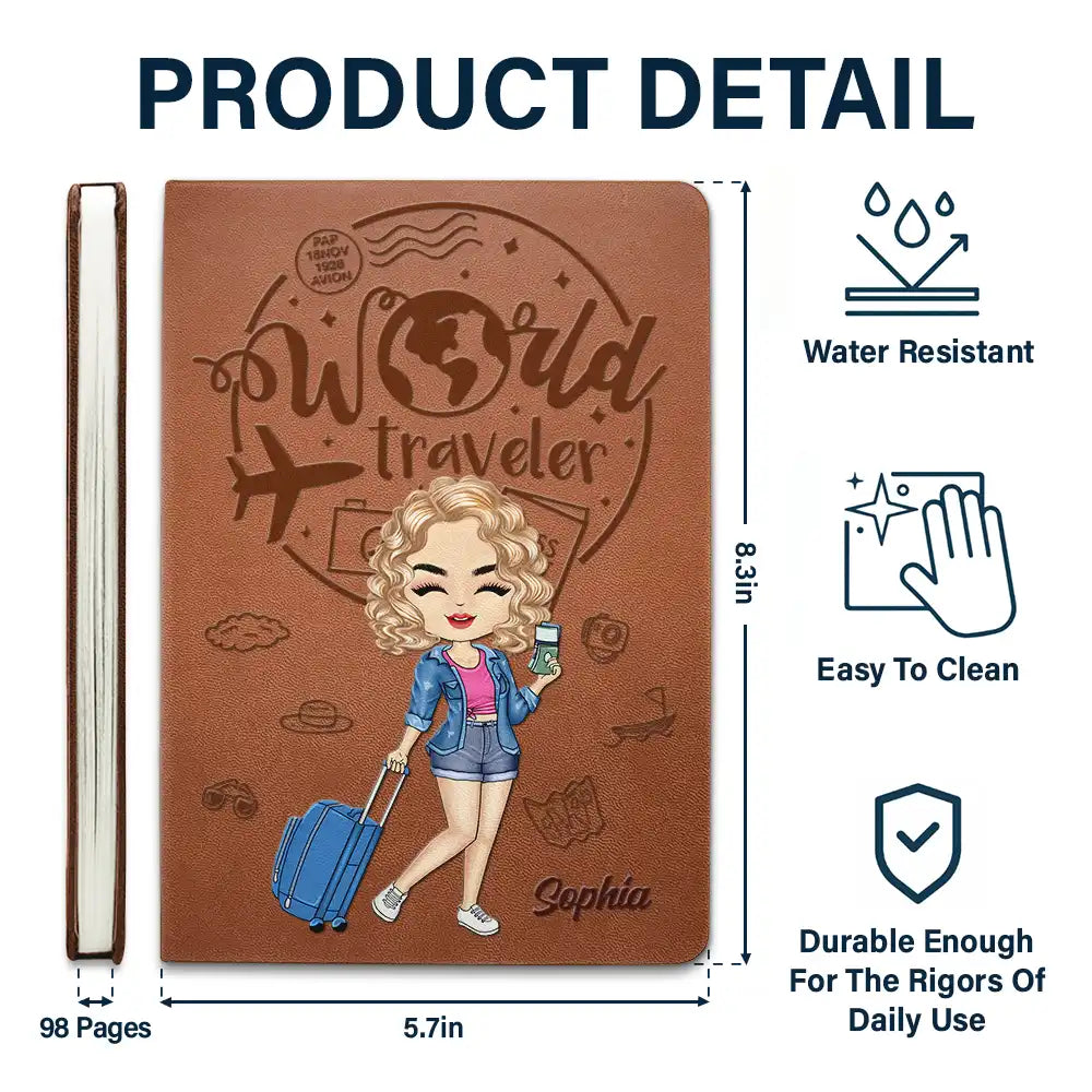 World Traveler - Personalized Leather Journal