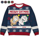 Meowy Catmas Funny Cats Showing Tummy - Personalized Unisex Ugly Sweater