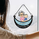 Grandparent Hugging Grandkid - Personalized Window Hanging Suncatcher Ornament