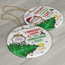Funny Cartoon Cat On The Naughty List - 3D Inflated Effect Printed Ornament, Personalized Circle Ceramic Ornament
