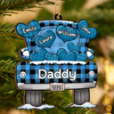Mom Dad Grandma Grandpa Truck Loading Hearts - Personalized Wooden Cutout Ornament