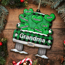 Mom Dad Grandma Grandpa Truck Loading Hearts - Personalized Wooden Cutout Ornament
