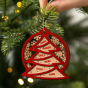 Family Names Christmas Tree - Personalized 2-Layered Wooden Ornament