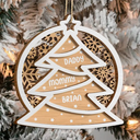 Family Names Christmas Tree - Personalized 2-Layered Wooden Ornament