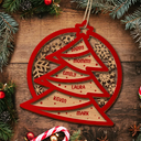Family Names Christmas Tree - Personalized 2-Layered Wooden Ornament