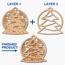 Family Names Christmas Tree - Personalized 2-Layered Wooden Ornament