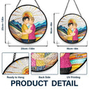 Couple Kissing In The Sun - Personalized Stained Glass Window Hanging Suncatcher
