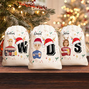 Christmas Monogram Letter Family - Personalized Favor Bag