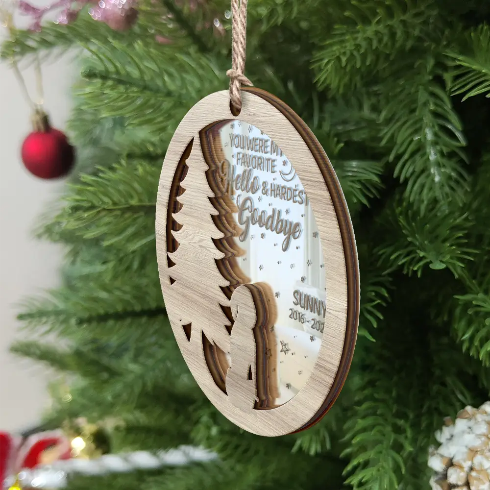 Memorial Dog Sending Christmas Wishes Over The Rainbow Bridge - Personalized Mirror Ornament