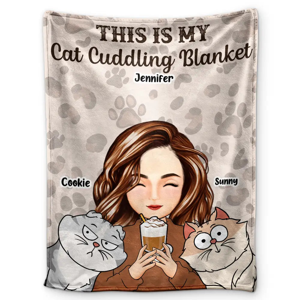 My Cat Dog Cuddling Blanket Peeking - Personalized Fleece Blanket, Sherpa Blanket