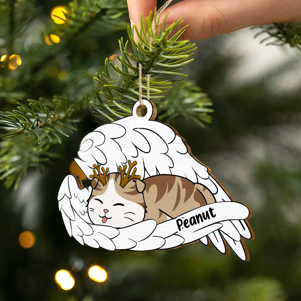 Memorial, Pet Lovers, Dog Lovers, Cat Lovers - Memorial Angel Pet Don't Cry For Me - Personalized Wooden Cutout Ornament