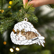 Memorial, Pet Lovers, Dog Lovers, Cat Lovers - Memorial Angel Pet Don't Cry For Me - Personalized Wooden Cutout Ornament