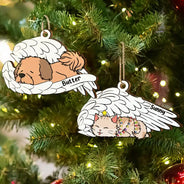 Memorial, Pet Lovers, Dog Lovers, Cat Lovers - Memorial Angel Pet Don't Cry For Me - Personalized Wooden Cutout Ornament