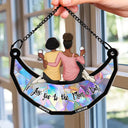 Gift For Bestie, Sister - Besties Sisters I Love You To The Moon And Back - Personalized Window Hanging Suncatcher Ornament