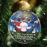 Gift For Bestie - Good Friends Are Like Stars - Personalized Circle Glass Ornament