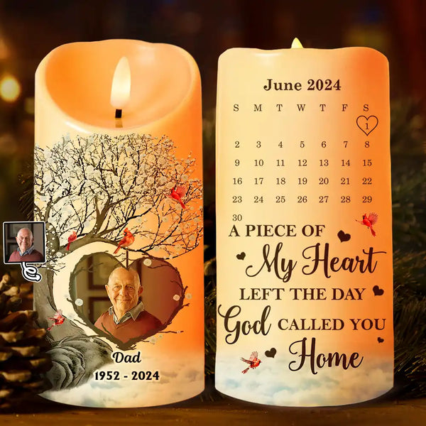 Memorial - Custom Photo Calendar The Day God Called You Home Memorial - Personalized Flameless LED Candle