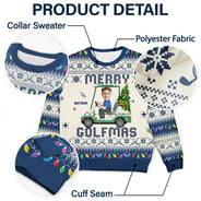 Gift For Yourself, Golf,Gift For Men - Custom Photo Funny Golf Lover Merry Golfmas - Personalized Unisex Ugly Sweater
