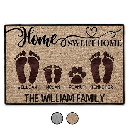 Home Sweet Home Family Dog Cat - Personalized Doormat