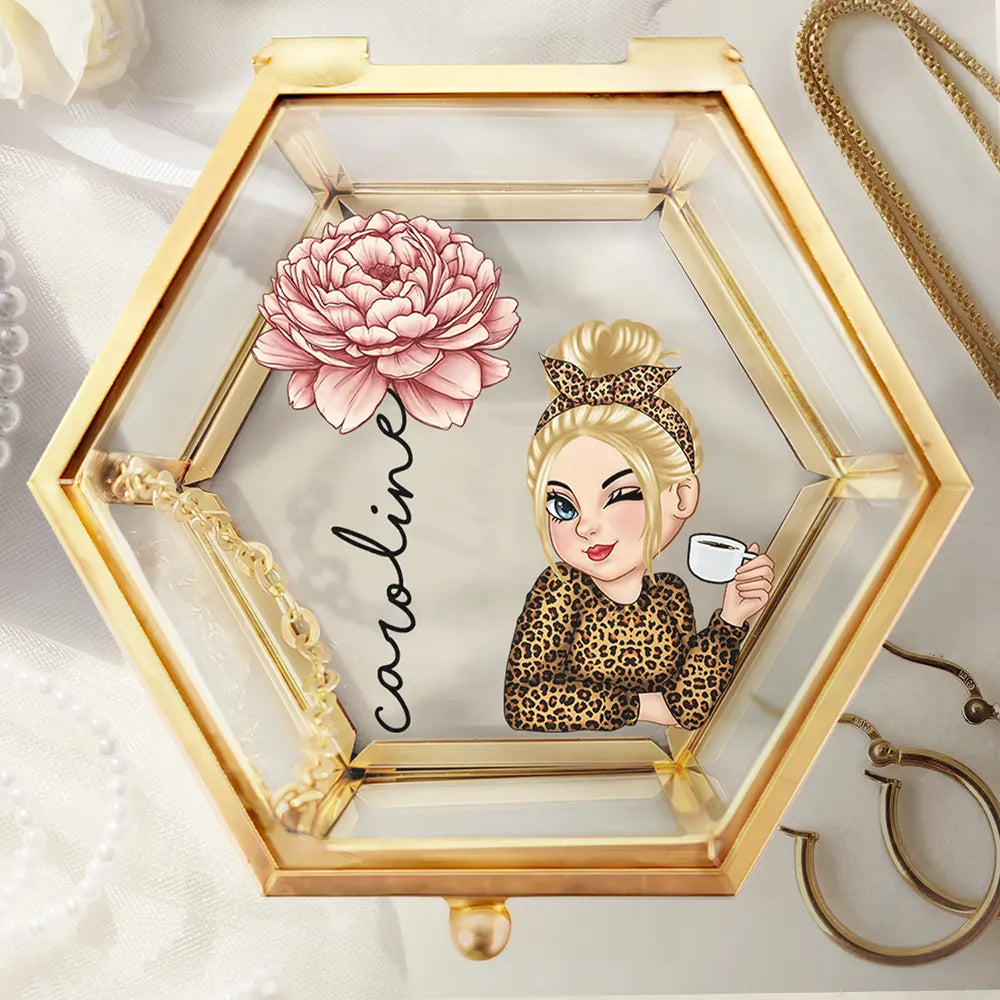 Gift For Mother,Gift For Women,Happy,Gift For Yourself - Birth Month Flowers Woman Bloom Where You're Planted - Personalized Glass Jewelry Box