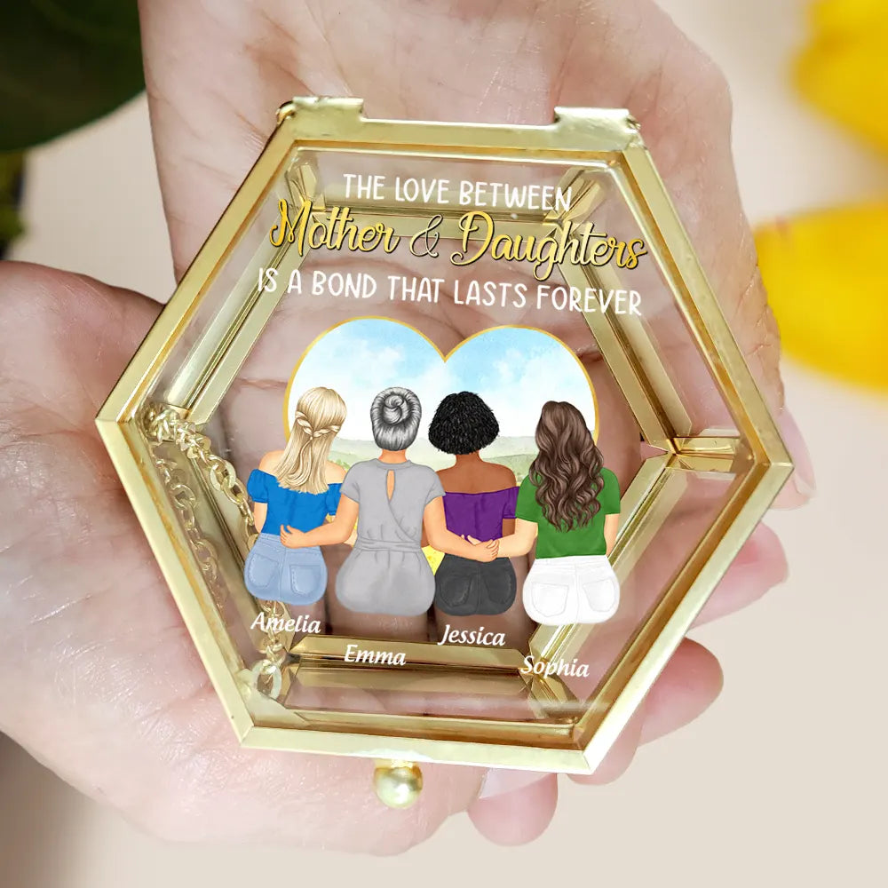Gift For Mother,Mom - Daughters (Adult),Love,Gift For Daughter - Mother & Daughter Forever Linked Together - Personalized Glass Jewelry Box