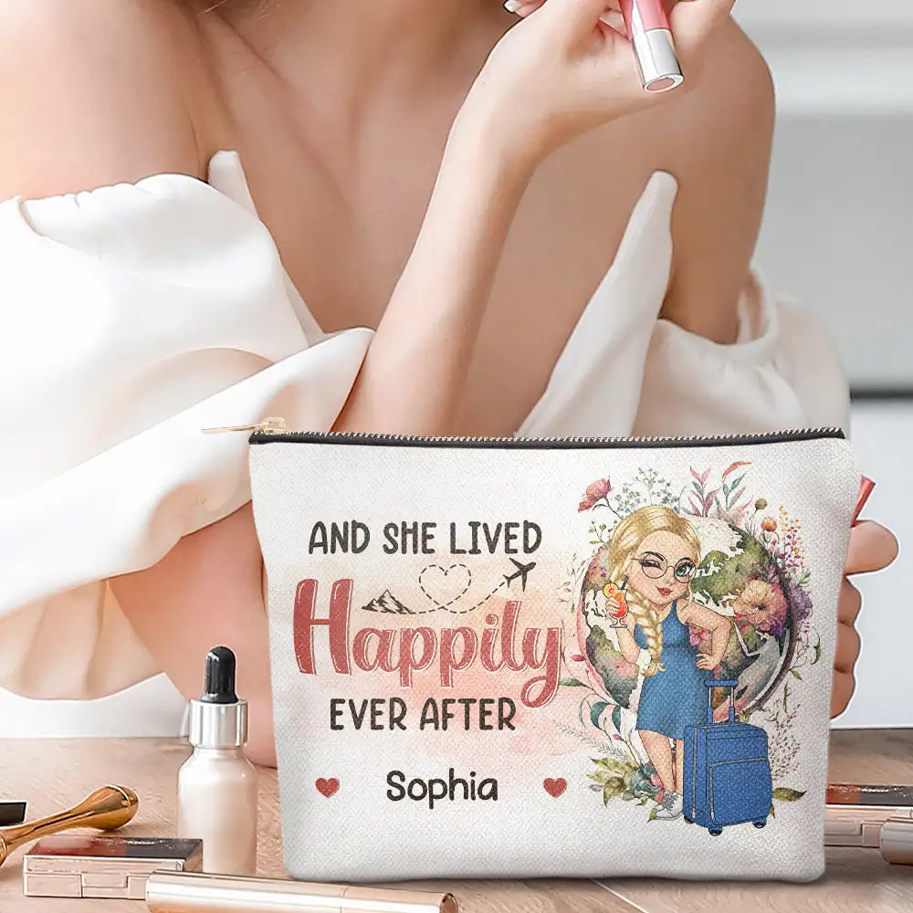 Travel, Gift For Yourself, Gift For Women - Travel The World - Personalized Cosmetic Bag