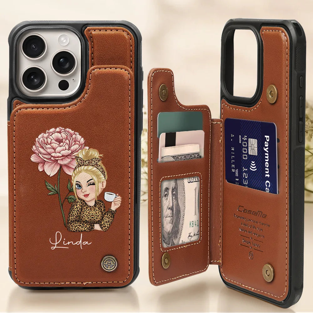 Birth Month Flowers Bloom Where You're Planted Women - Personalized Leather Flip Wallet Phone Case