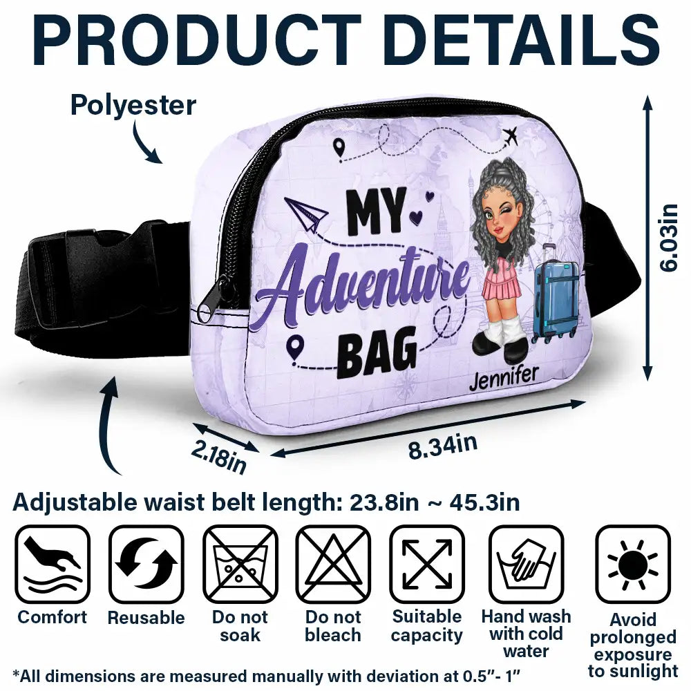 Travel, Gift For Yourself, Gift For Women, Gift For Men - My Adventure Bag - Personalized Crossbody Belt Bag