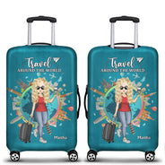 Travel,Gift For Women,Gift For Men,Gift For Yourself,Happy - Travel Around The World - Personalized Luggage Cover