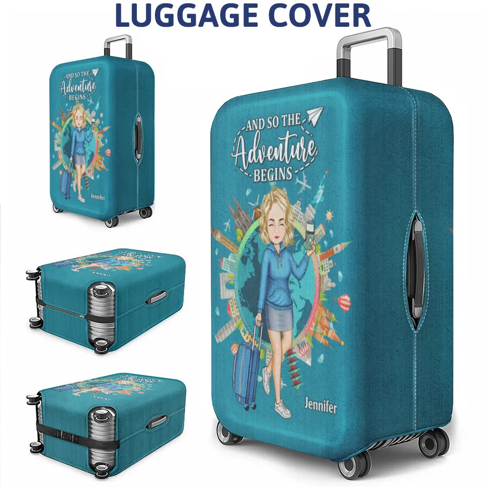 Travel,Gift For Women,Gift For Men,Gift For Yourself,Happy - Travel Around The World - Personalized Luggage Cover