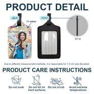 Travel,Custom Photo,Gift For Yourself,Gift For Women,Gift For Men,Happy - Custom Photo Travel Stamp Pattern - Personalized Luggage Tag