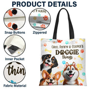 Dog Lovers,Dog Mom,Travel,Happy - Doggie Things 3D Effect Dogs - Personalized Zippered Canvas Bag
