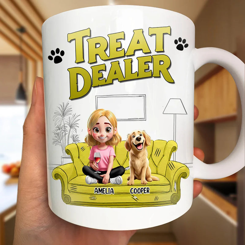 Dog Lovers, Dog Mom, Dog Dad, Gift For Yourself, Happy - Treat Dealer 3D Effect Dogs - Personalized Mug