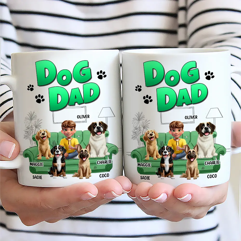 Dog Lovers, Dog Mom, Dog Dad, Gift For Yourself, Happy - Treat Dealer 3D Effect Dogs - Personalized Mug