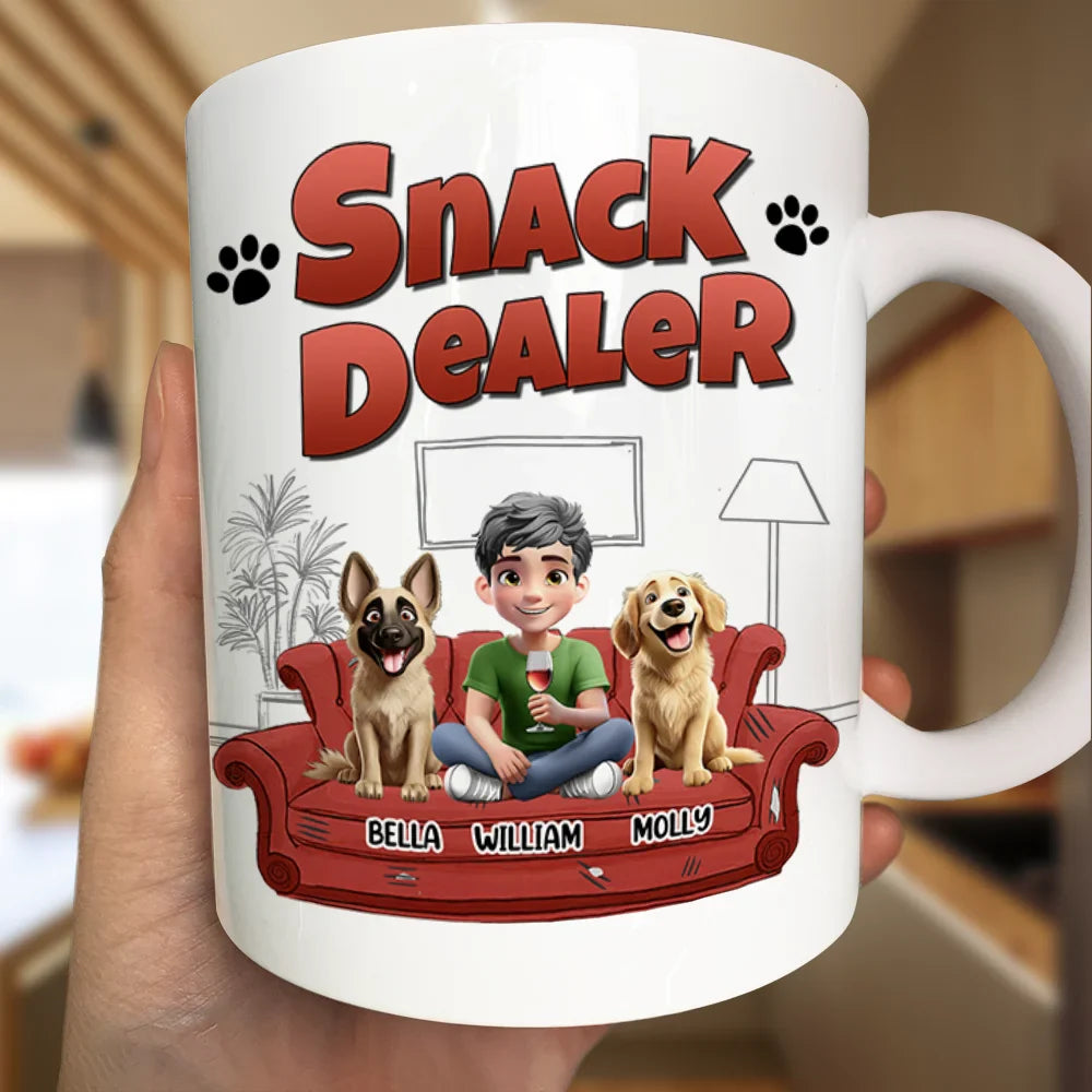 Dog Lovers, Dog Mom, Dog Dad, Gift For Yourself, Happy - Treat Dealer 3D Effect Dogs - Personalized Mug