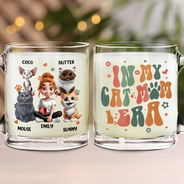 Cat Lovers, Cat Mom, Gift For Yourself, Gift For Women, Happy - In My Cat Mom Era 3D Effect - Personalized Glass Mug