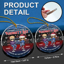 Gift For Bestie, Funny - We're On The Naughty List Besties - Personalized Circle Glass Ornament
