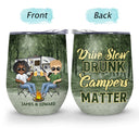 Husband And Wife Camping Partners For Life - Anniversary, Birthday Gift For Spouse, Husband, Wife, Boyfriend, Girlfriend, Campers - Personalized Custom Wine Tumbler