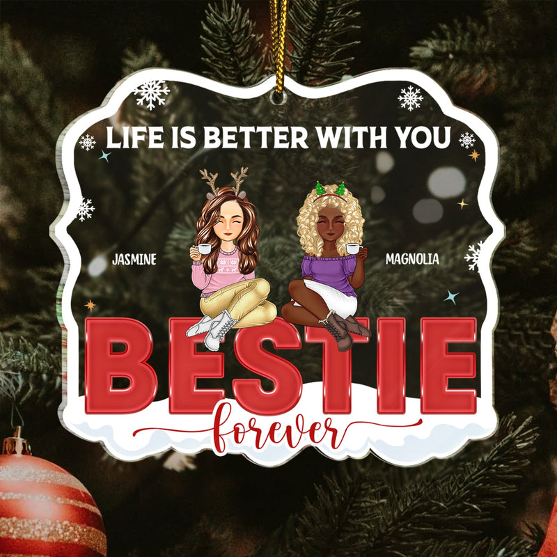 Congrats On Being My Bestie Cartoon - Christmas Gift For Women - Personalized Custom Shaped Acrylic Ornament